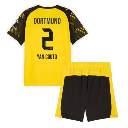Borussia Dortmund Yan Couto #2 Replica Home Stadium Kit for Kids 2025-26 Short Sleeve (+ pants) Borussia Dortmund Yan Couto #2 Replica Home Stadium Kit for Kids 2025-26 Short Sleeve (+ pants)
